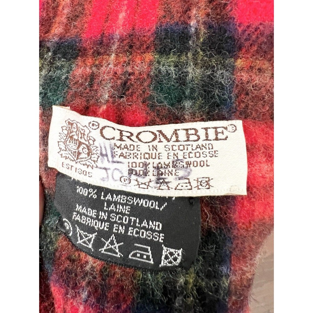 Vintage Crombie 100% WOOL PLAID THROW Lap Blanket Stadium Cabin Fringe Scotland - Picture 5 of 6